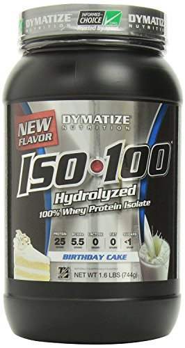 Dymatize Iso 100 Birthday Cake
 Dymatize ISO 100 Hydrolyzed Whey Protein Isolate