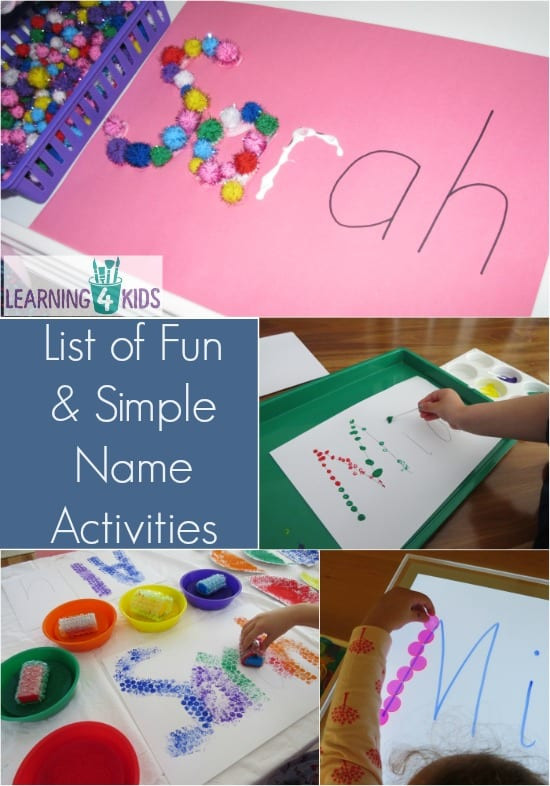 Easy Activities For Kids
 List of Simple and Fun Name Activities
