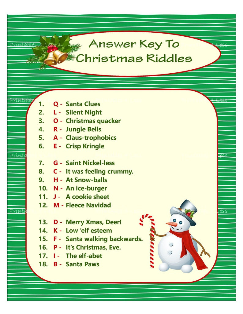 Easy Christmas Games For Adults
 Christmas Riddle Game DIY Holiday Party Game Printable