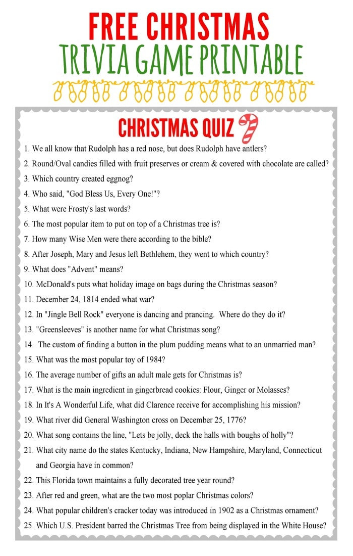 Easy Christmas Games For Adults
 FREE Halloween Trivia Quiz