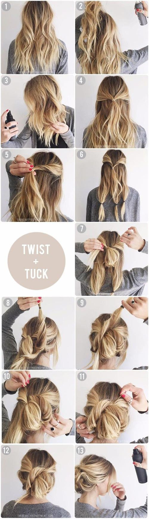 Easy Hairstyle Tutorials
 Top 10 Messy Updo Tutorials For Different Hair Lengths