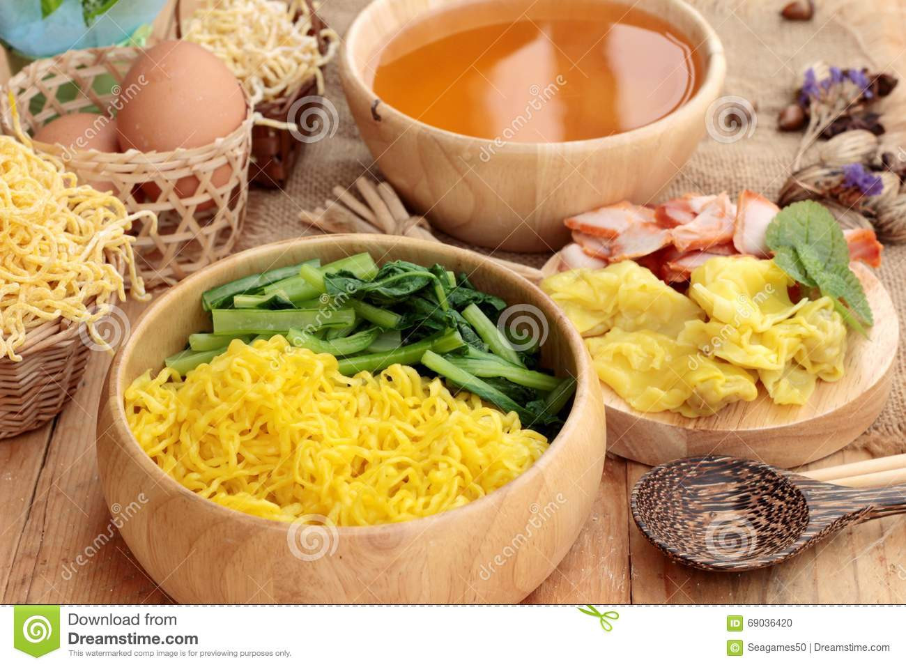 Egg Noodle Dumplings
 Egg Noodles With Pork And Dumpling In Soup Stock
