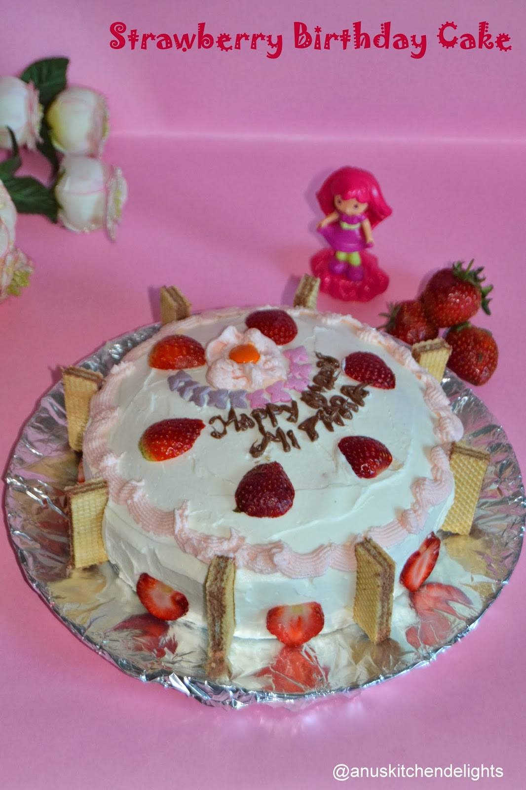 Eggless Birthday Cake Recipe
 Anu s Kitchendelights Eggless Strawberry Cake