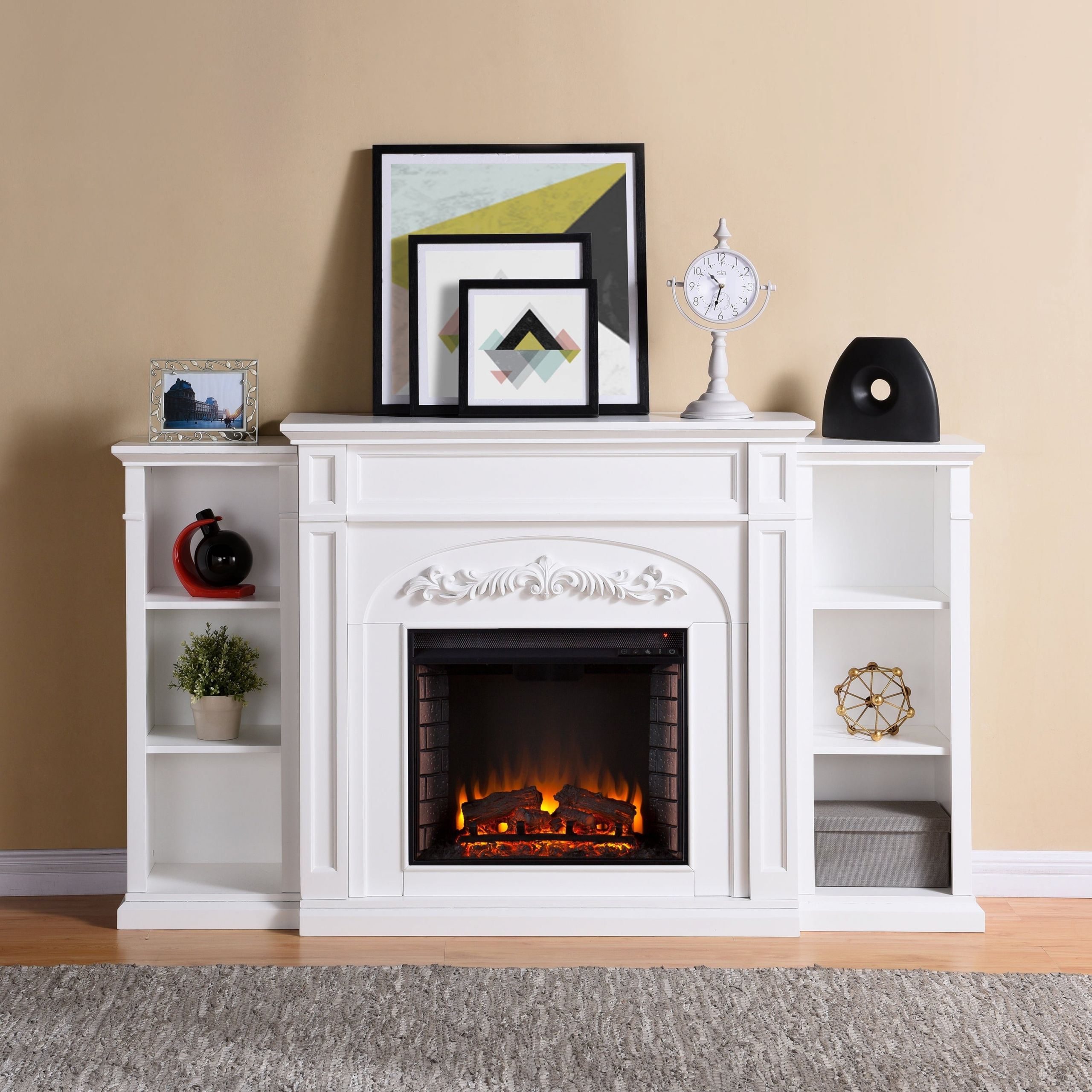 Electric Fireplace With Bookcase
 Shop Harper Blvd Oxley White Bookcase Electric Fireplace