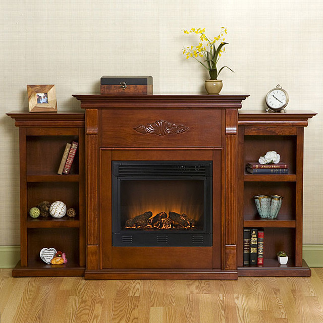 Electric Fireplace With Bookcase
 Dublin Mahogany Bookcase Electric Fireplace with Remote