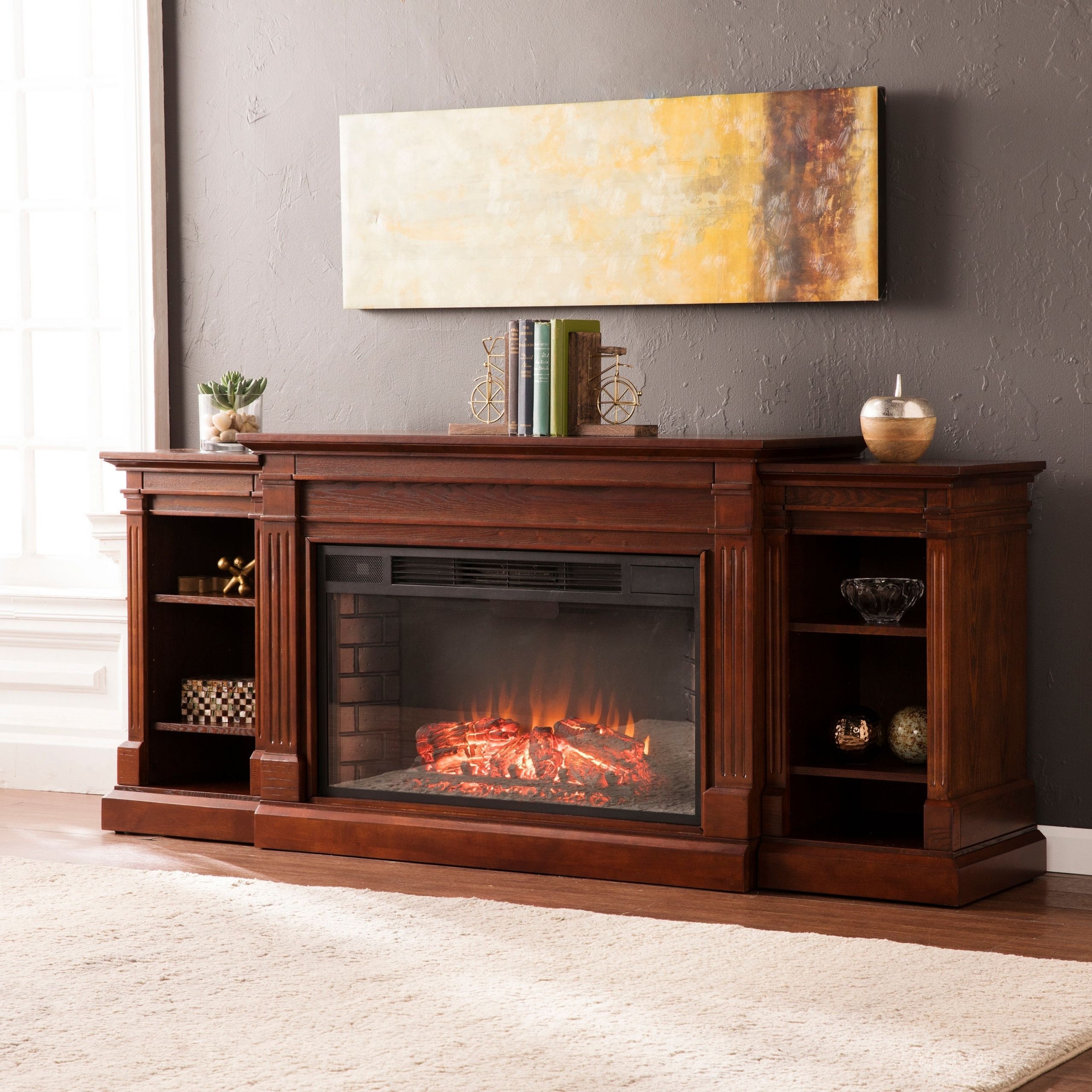 Electric Fireplace With Bookcase
 Shop Harper Blvd Richland Espresso Widescreen Electric