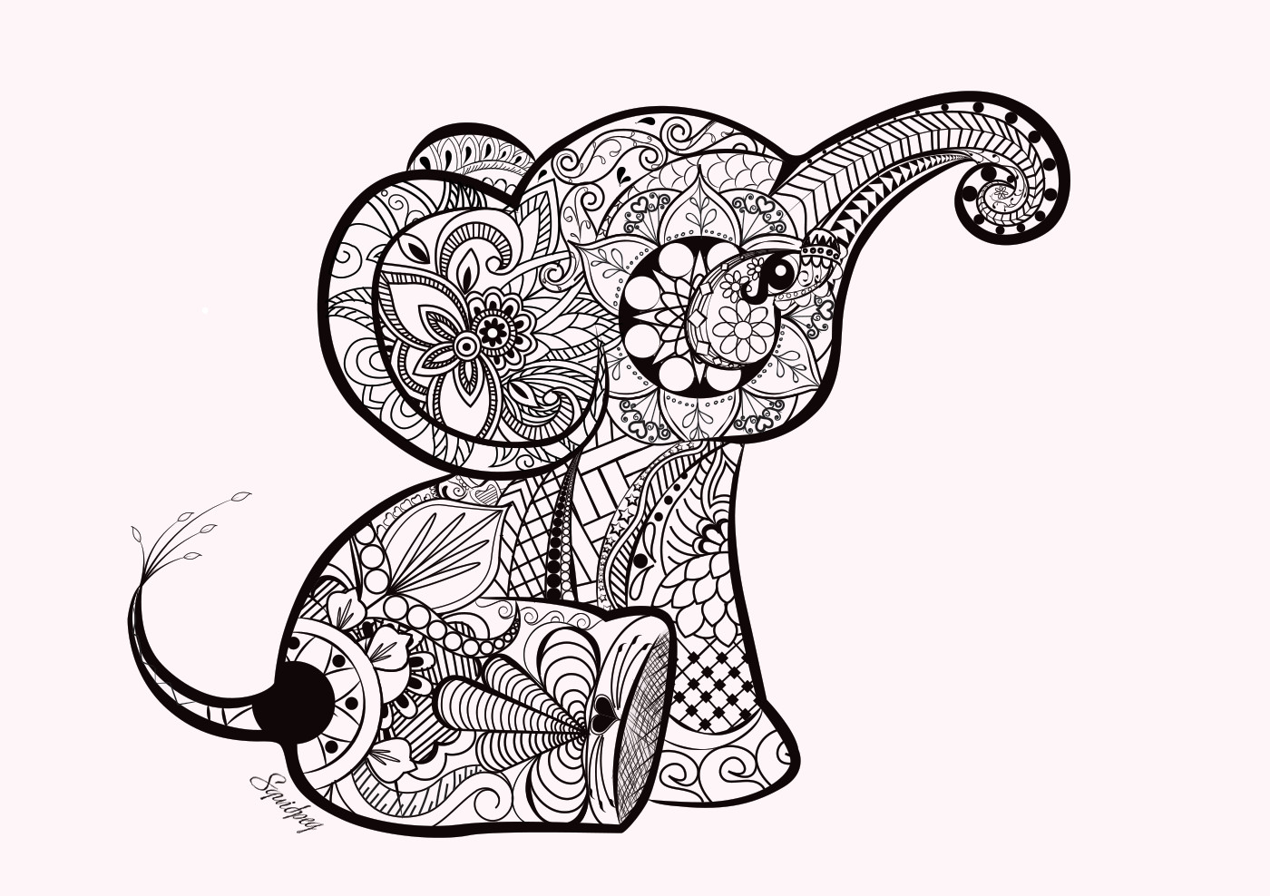 Elephant Adult Coloring Pages
 Baby Elephant Doodle on Behance
