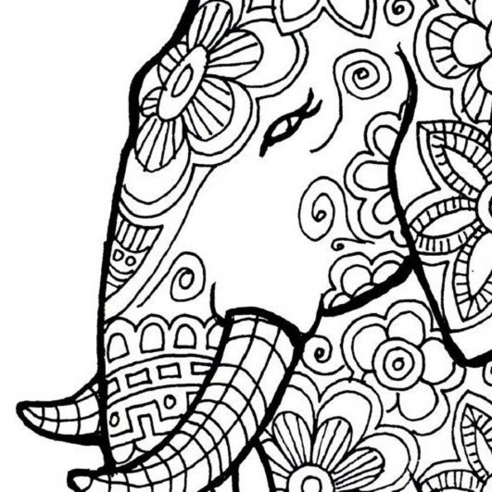 Elephant Adult Coloring Pages
 Get This Free Printable Elephant Coloring Pages for Adults