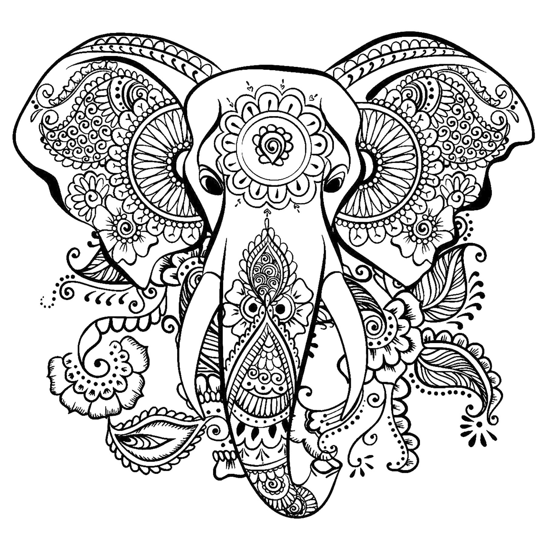 Elephant Adult Coloring Pages
 Elegant drawing of an elephant Elephants Adult Coloring