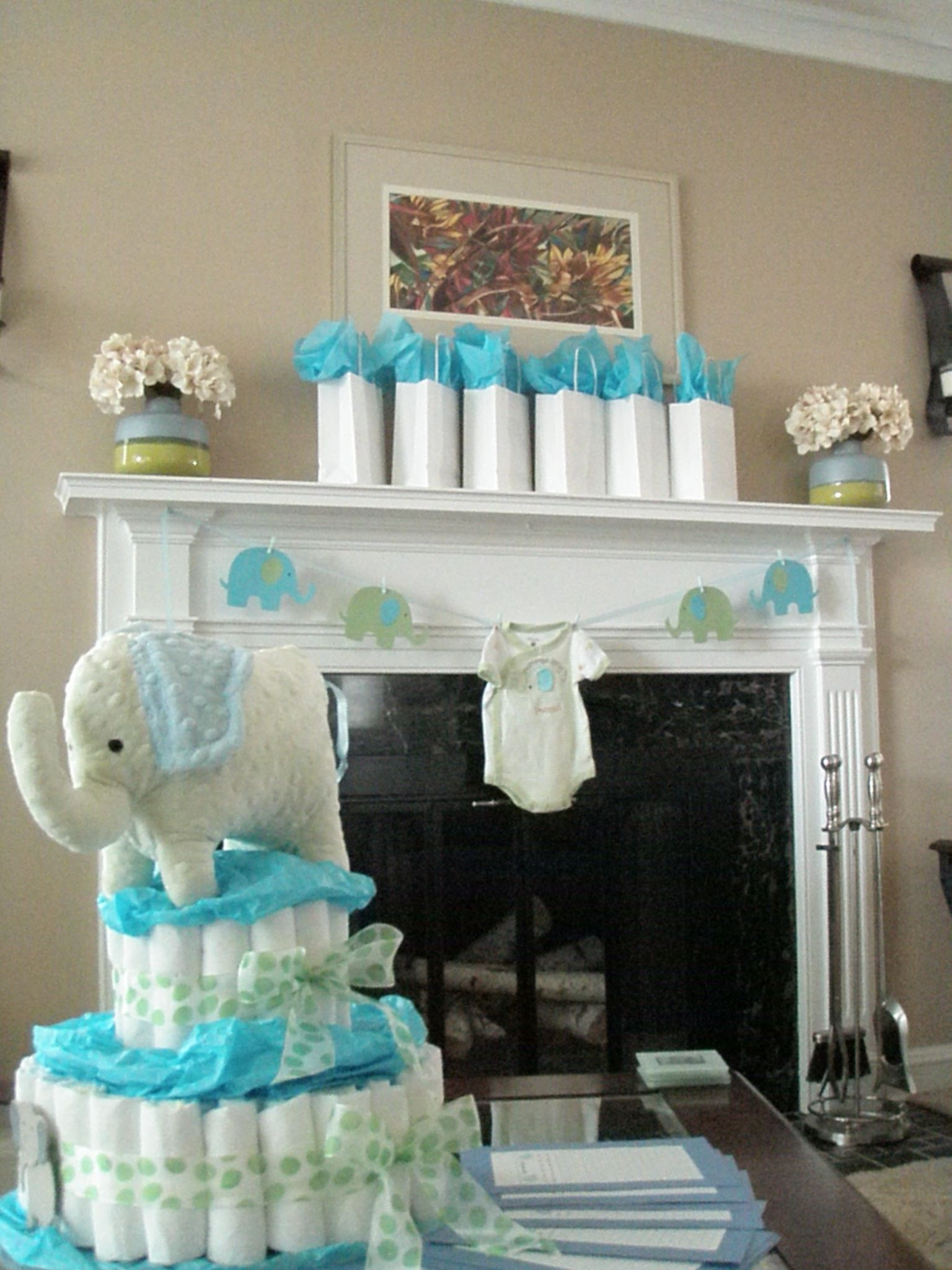 Elephant Baby Shower Decoration Ideas
 Blue and green elephant baby shower decorations