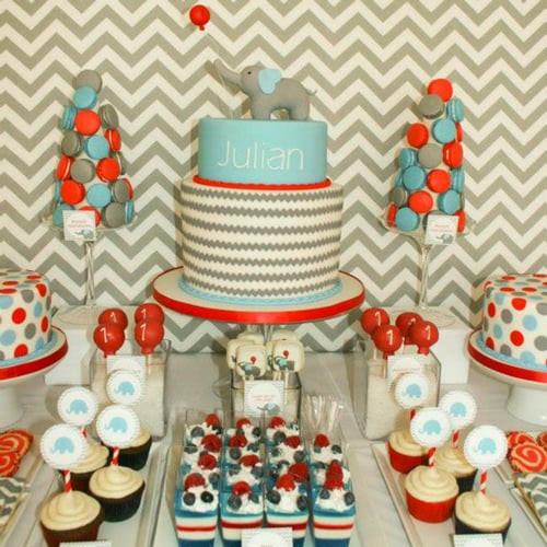 Elephant Birthday Party Ideas
 Elephant and Balloon First Birthday Party Ideas