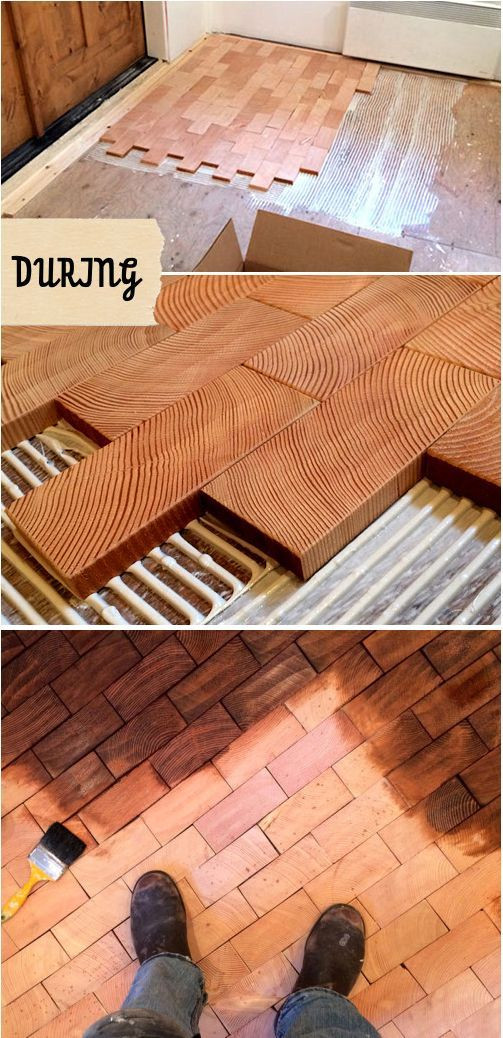 End Grain Wood Floor DIY
 Stylish Affordable DIY End Grain Block Flooring