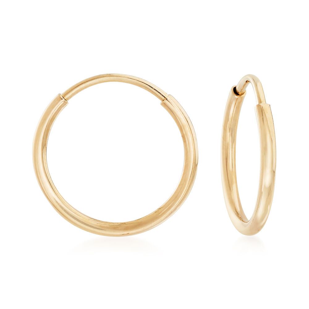 Endless Hoop Earrings
 1mm 14kt Yellow Gold Endless Hoop Earrings 3 8"