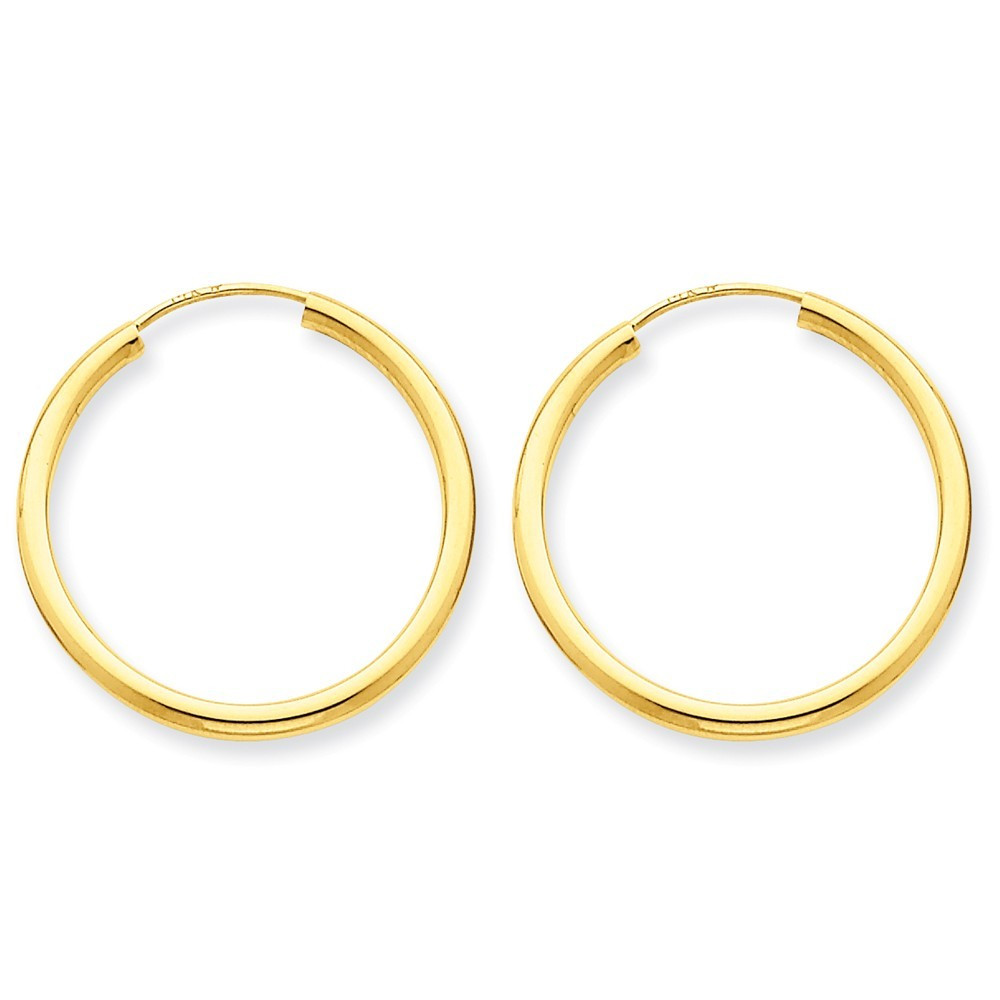 Endless Hoop Earrings
 14K Yellow Gold 2mm Tube Round Endless Hoop Earrings 12