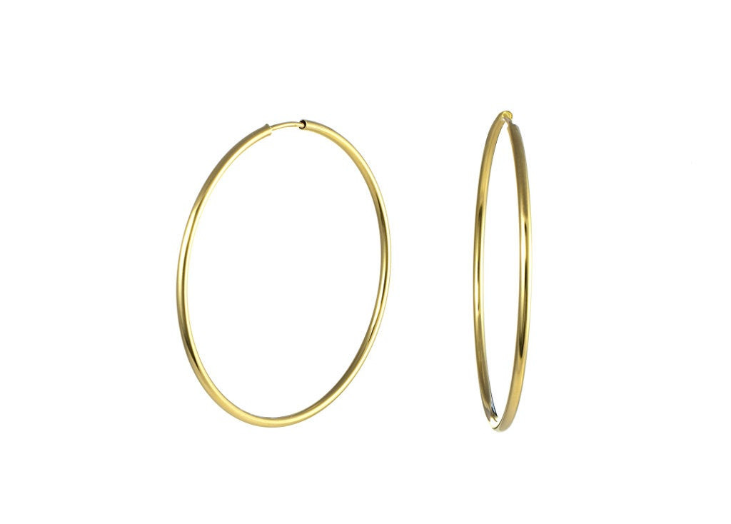 Endless Hoop Earrings
 14K yellow gold Endless Hoop Earrings 40 x 1 5mm gold hoop