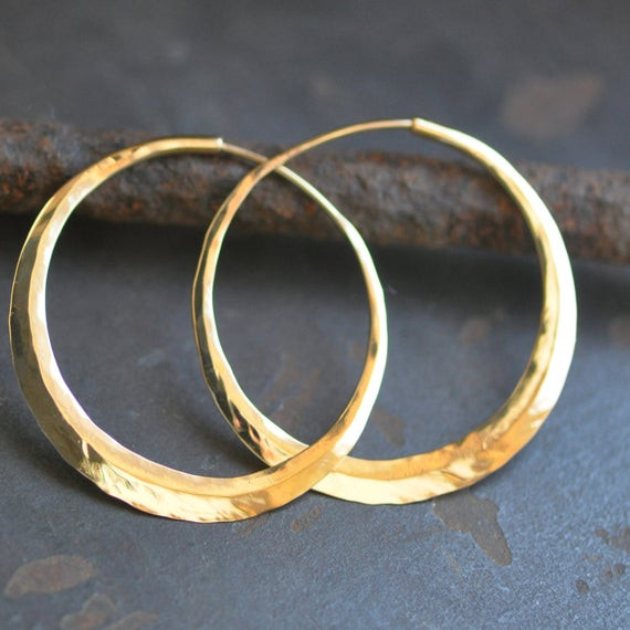 Endless Hoop Earrings
 handcrafted solid 14k gold hoop earrings medium endless hoops