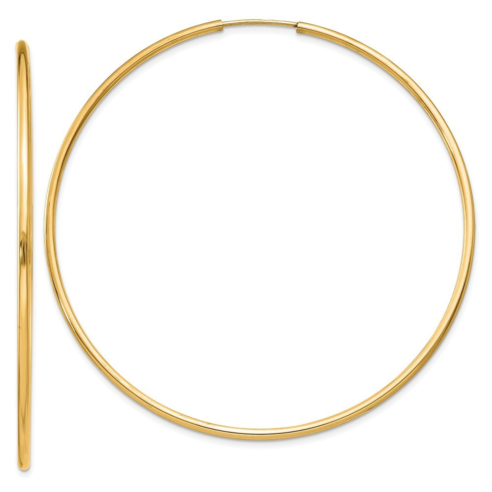 Endless Hoop Earrings
 14k Gold 1 5mm Polished Round Endless Hoop Earrings 2 4