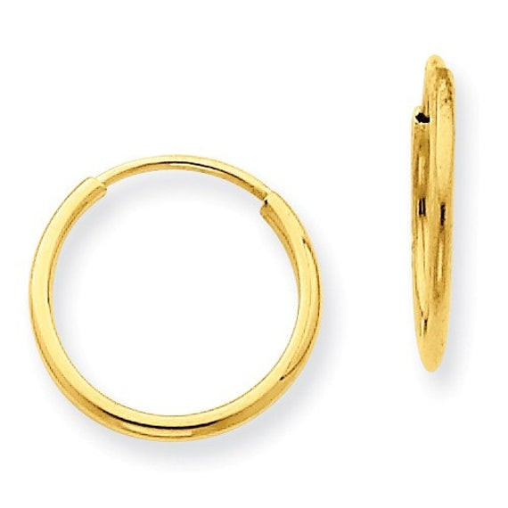 Endless Hoop Earrings
 14K Yellow Gold 11mm Small Classic Endless Hoop Earrings