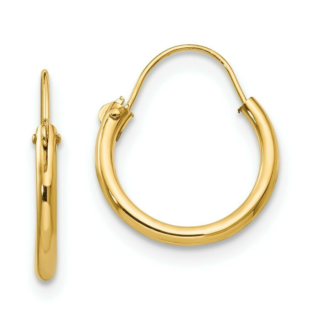 Endless Hoop Earrings
 14K Yellow Gold Hollow Tube 13mm Endless Hoop Earrings