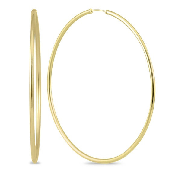 Endless Hoop Earrings
 80MM Endless Hoop Earrings 14k Yellow Gold