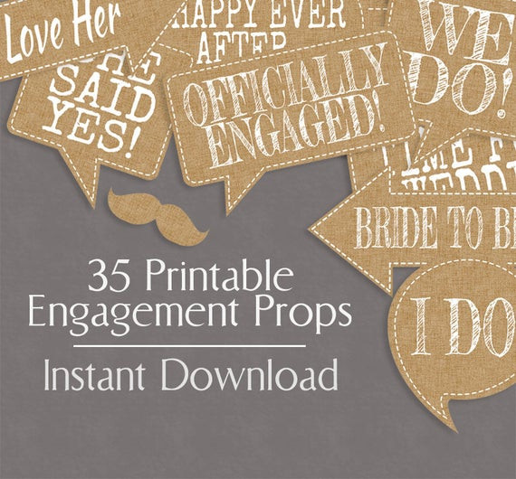 Engagement Party Photo Booth Ideas
 35 Rustic Engagement Booth Prop Printables Burlap