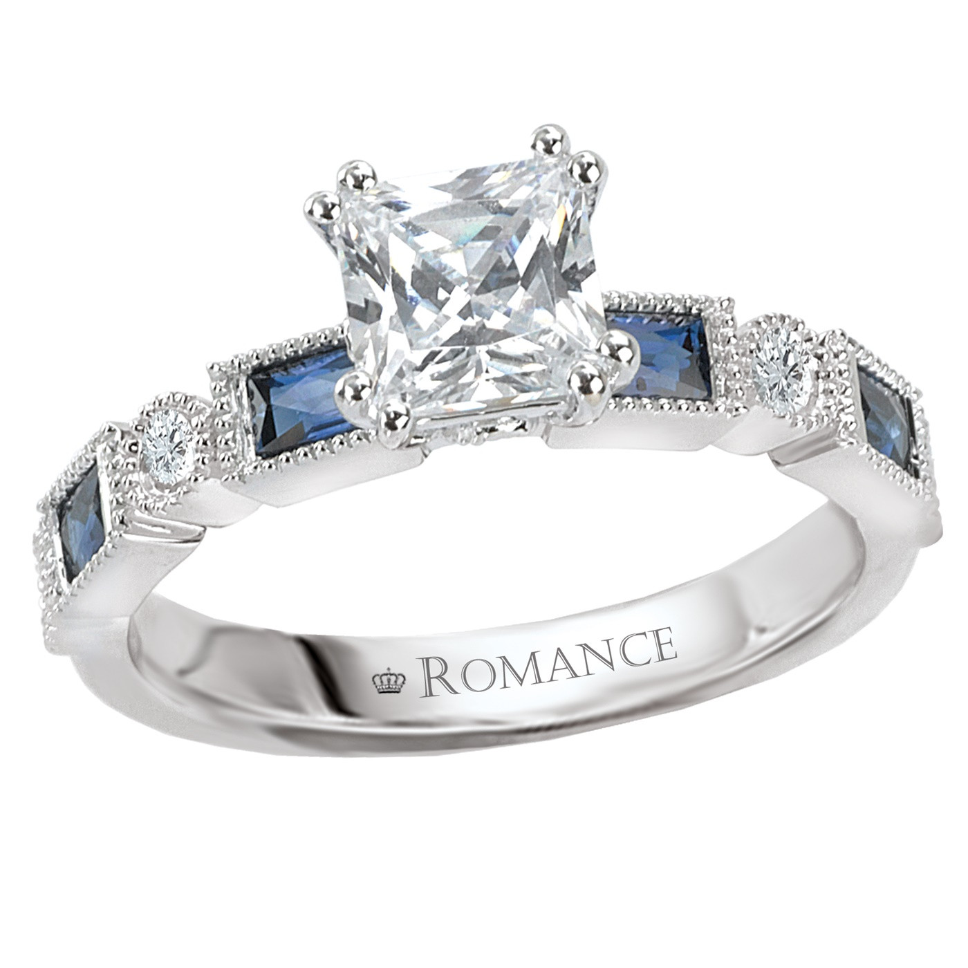 Engagement Rings Diamond And Sapphire
 La s Engagement Ring Sapphire & Diamonds Princess Cut