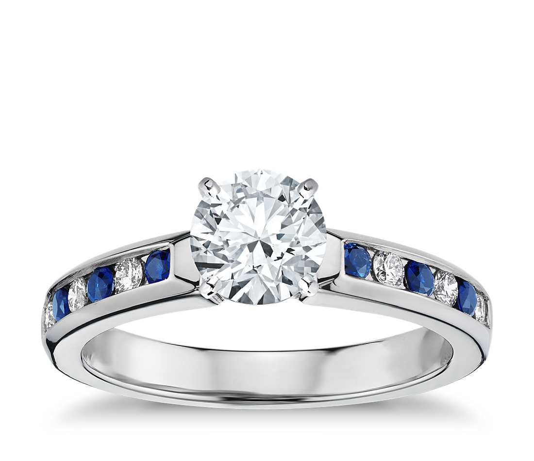 Engagement Rings Diamond And Sapphire
 Channel Set Sapphire and Diamond Engagement Ring in 18k