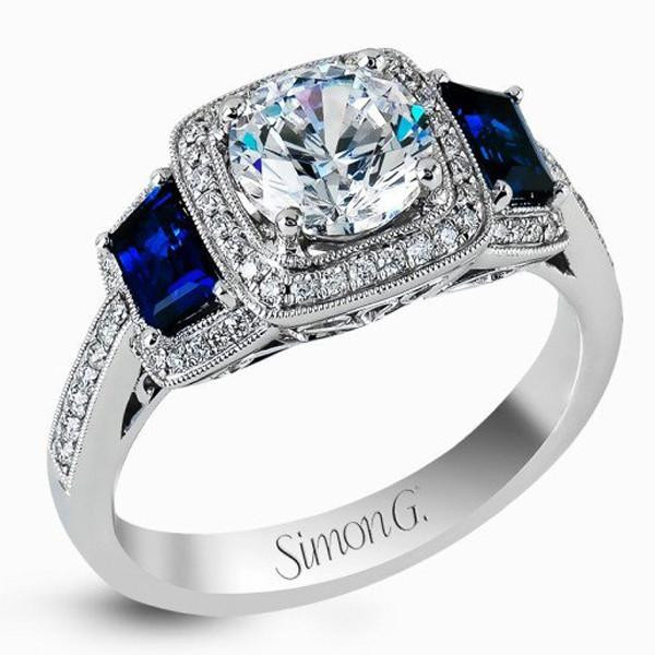 Engagement Rings Diamond And Sapphire
 Simon G Halo Diamond & Sapphire Engagement Ring