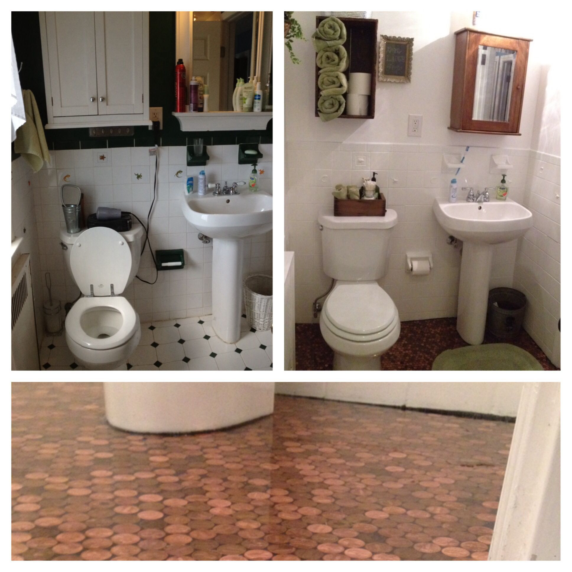 Epoxy Paint Bathroom Tile
 Bathroom Makeover with a Penny Floor & Epoxy paint over