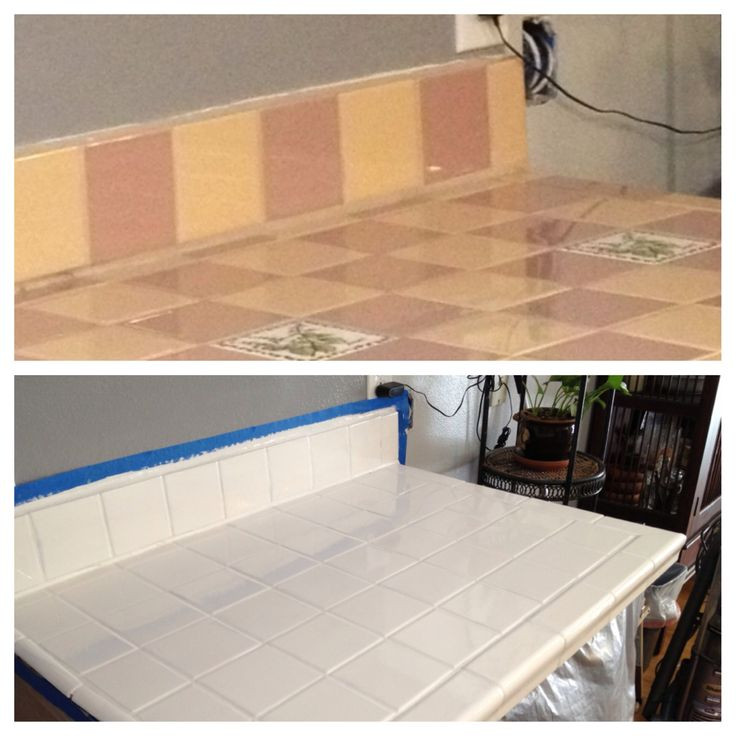Epoxy Paint Bathroom Tile
 Tile counter painted with white Epoxy paint