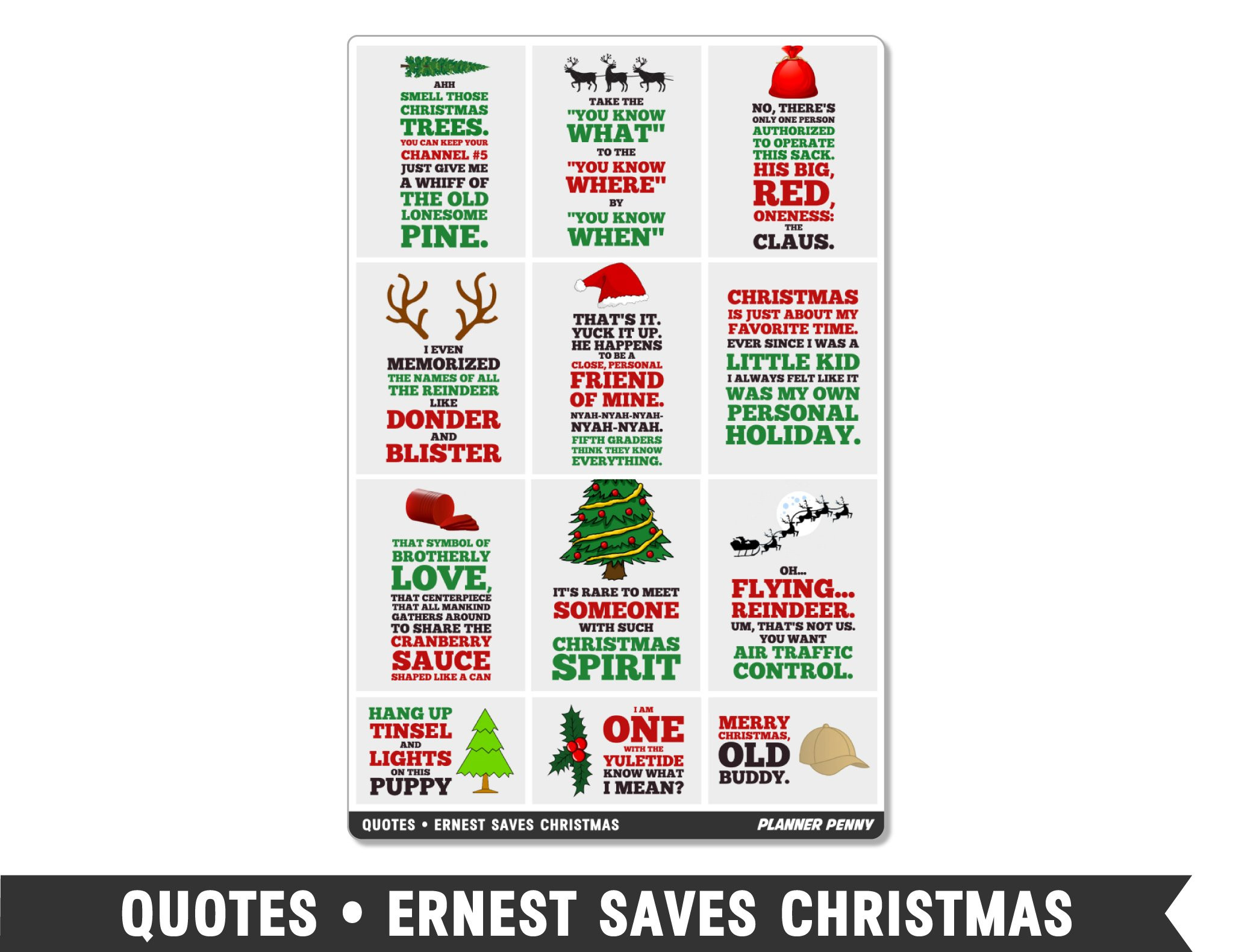 Ernest Saves Christmas Quotes
 Quotes • Ernest Saves Christmas Full Box Planner Stickers