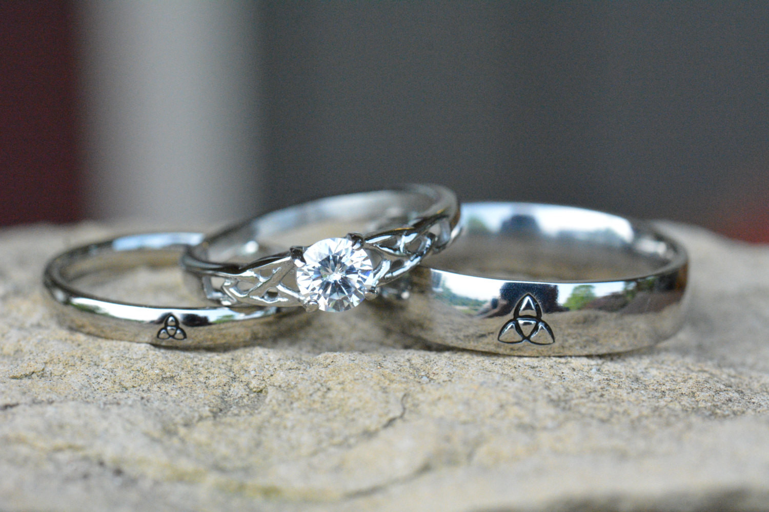 Etsy Wedding Bands
 Triquetra Ring set Irish Wedding rings by LawrenceCustoms