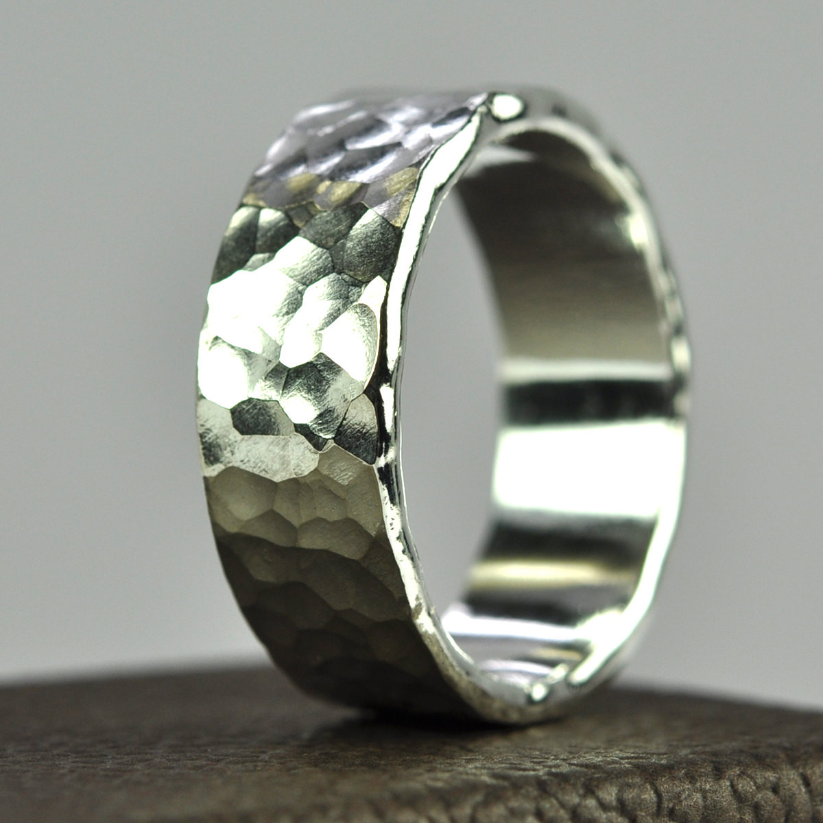 Etsy Wedding Bands
 Silver Mens Ring Hammered Wedding Band by seababejewelry