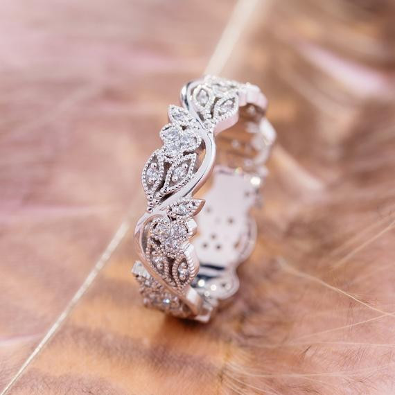 Etsy Wedding Bands
 Floral wedding band Womens wedding ring Wedding bands