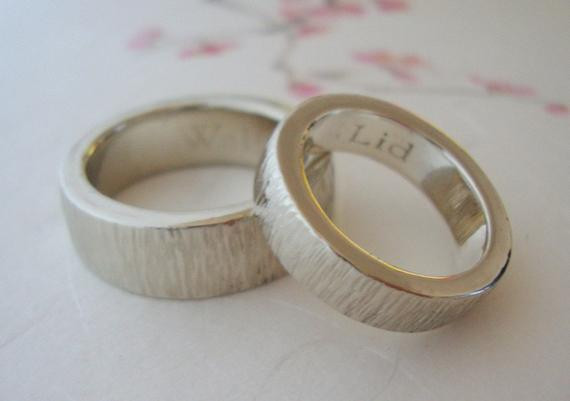 Etsy Wedding Bands
 Items similar to Mens Bamboo wedding band 10k white gold