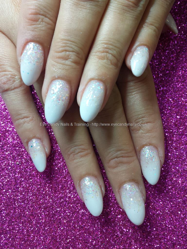 Fade Glitter Nails
 Eye Candy Nails & Training White acrylic fade with