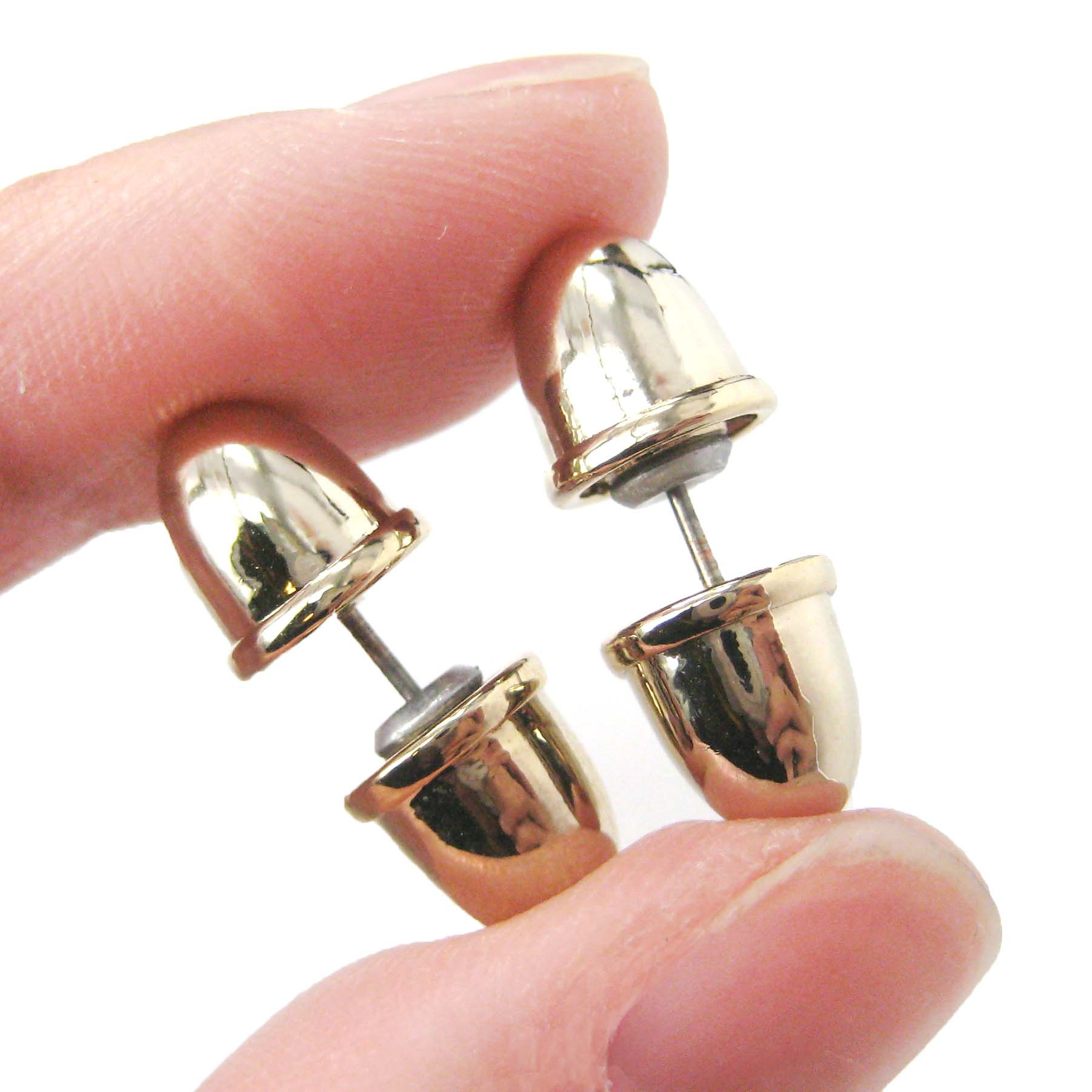 Fake Gauge Earrings
 Bullet Shaped Faux Plug Fake Gauge Stud Earrings in Shiny