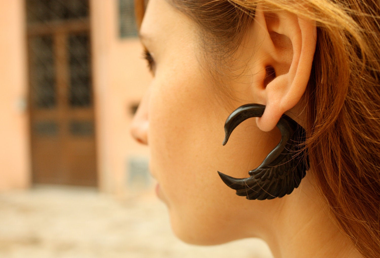 Fake Gauge Earrings
 Fake Gauges Earrings Horn Fake Plug Earrings Swan Black Tribal