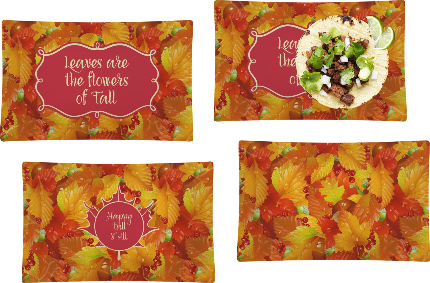 Fall Dinner Plates
 Fall Leaves Glass Rectangular Lunch Dinner Plate