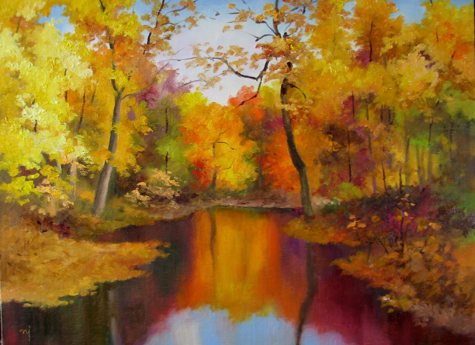 Fall Landscape Painting
 Nel s Everyday Painting Autumn Landscape 2 SOLD