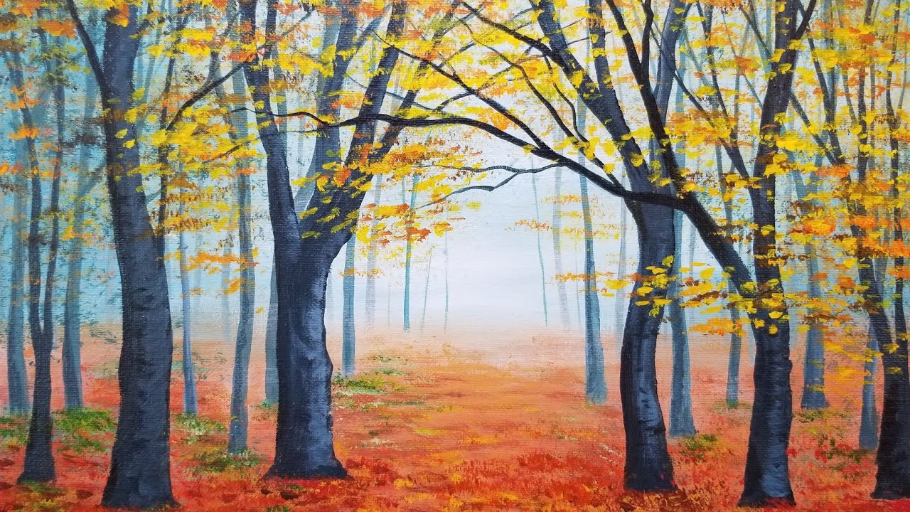 Fall Landscape Painting
 Easy Autumn Forest Landscape Acrylic Painting LIVE