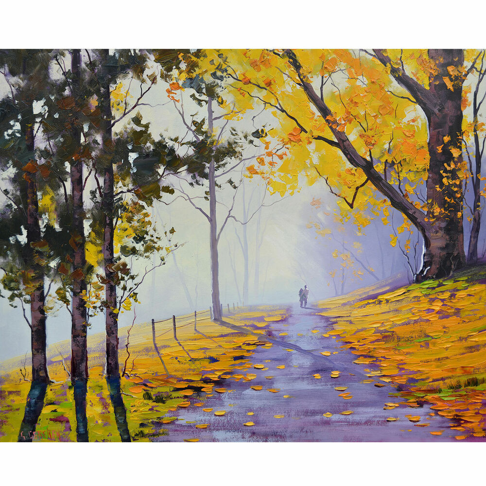 Fall Landscape Painting
 YELLOW FALL PAINTING AUTUMN TREES LANDSCAPE Yellow Wall