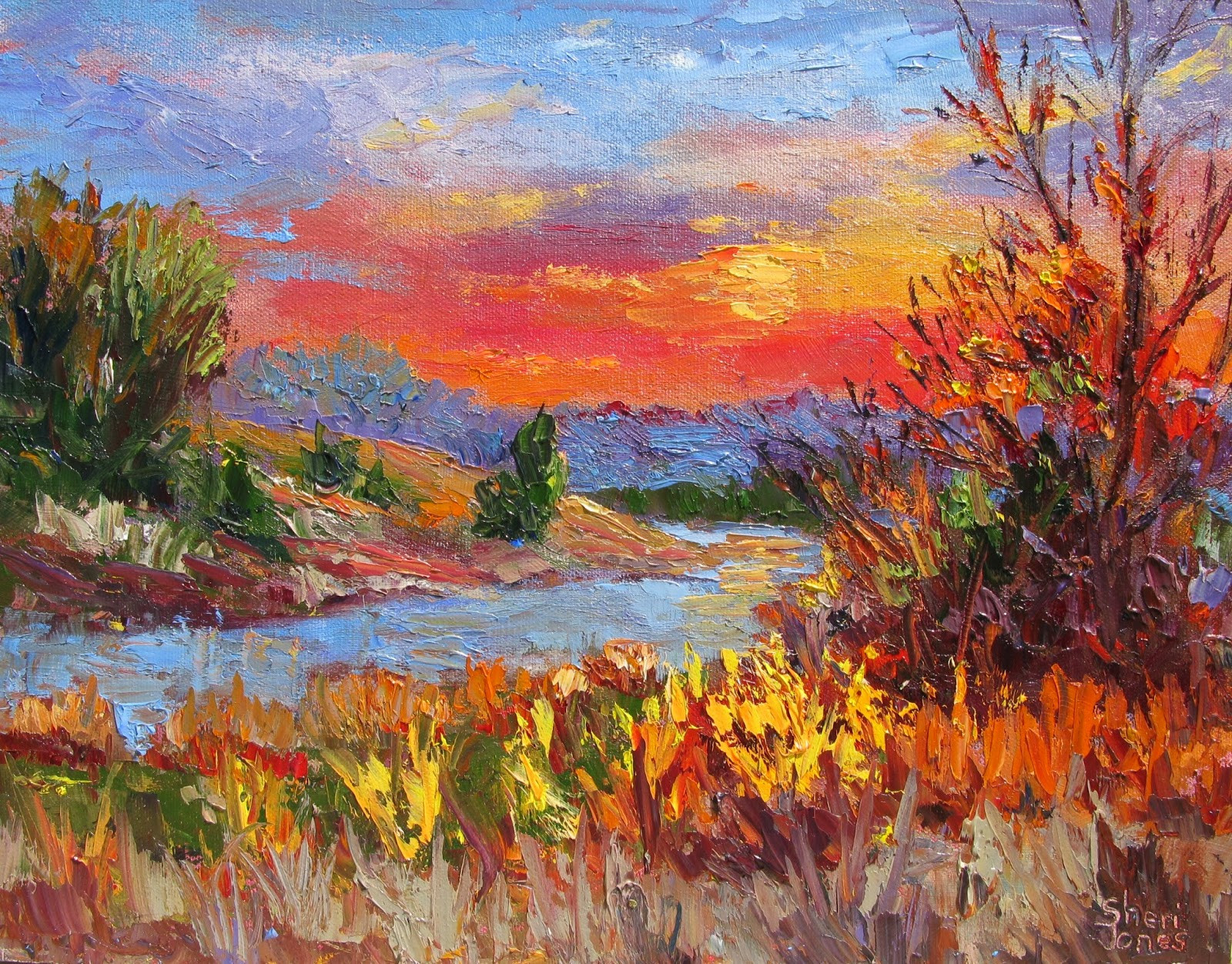 Famous Landscape Paintings
 Sheri Jones Daily Painting Journal Fiery Sun Light