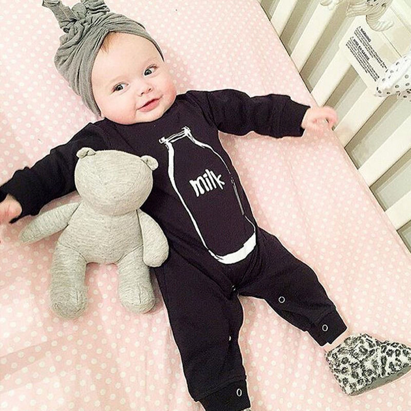 Fashion Baby
 New 2017 fashion black baby rompers baby boy clothes long