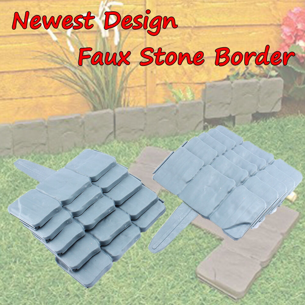 Faux Stone Landscape Edging
 US SHIP Resin Faux Stone Border Edging Lawn Landscape