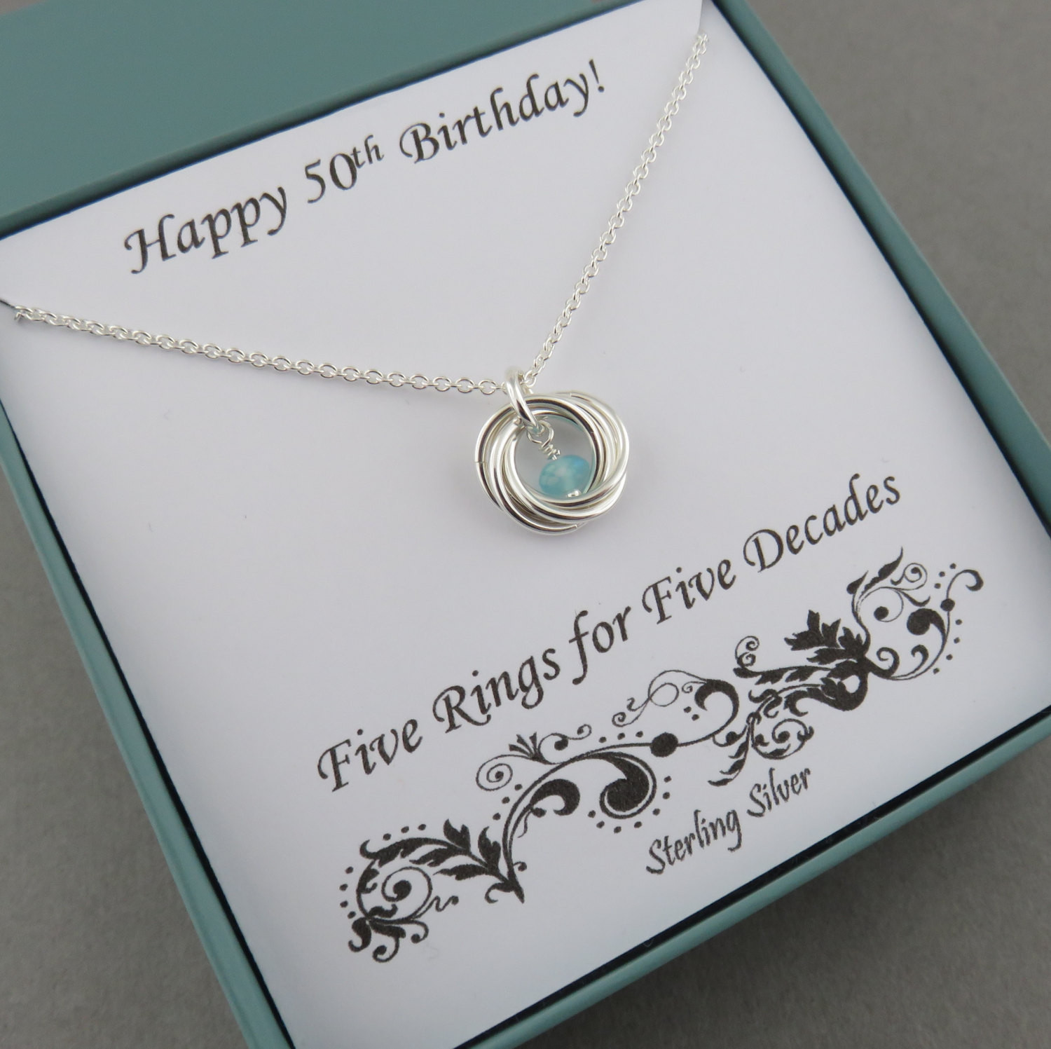 Fiftieth Birthday Gifts
 50th Birthday Gift for Women Birthstone Necklace Sterling