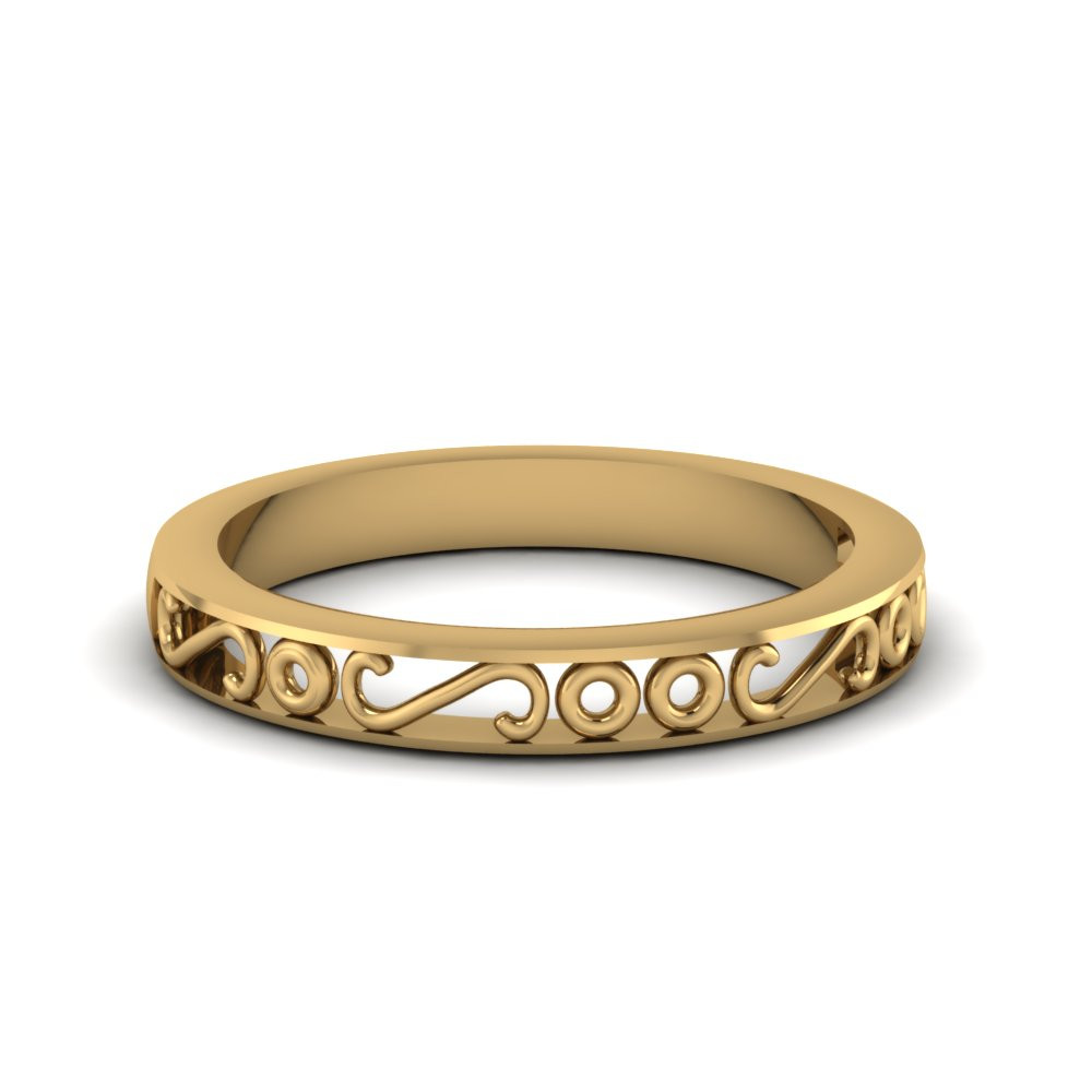 Filigree Wedding Rings
 Filigree Design Wedding Band 3Mm In 14K Yellow Gold