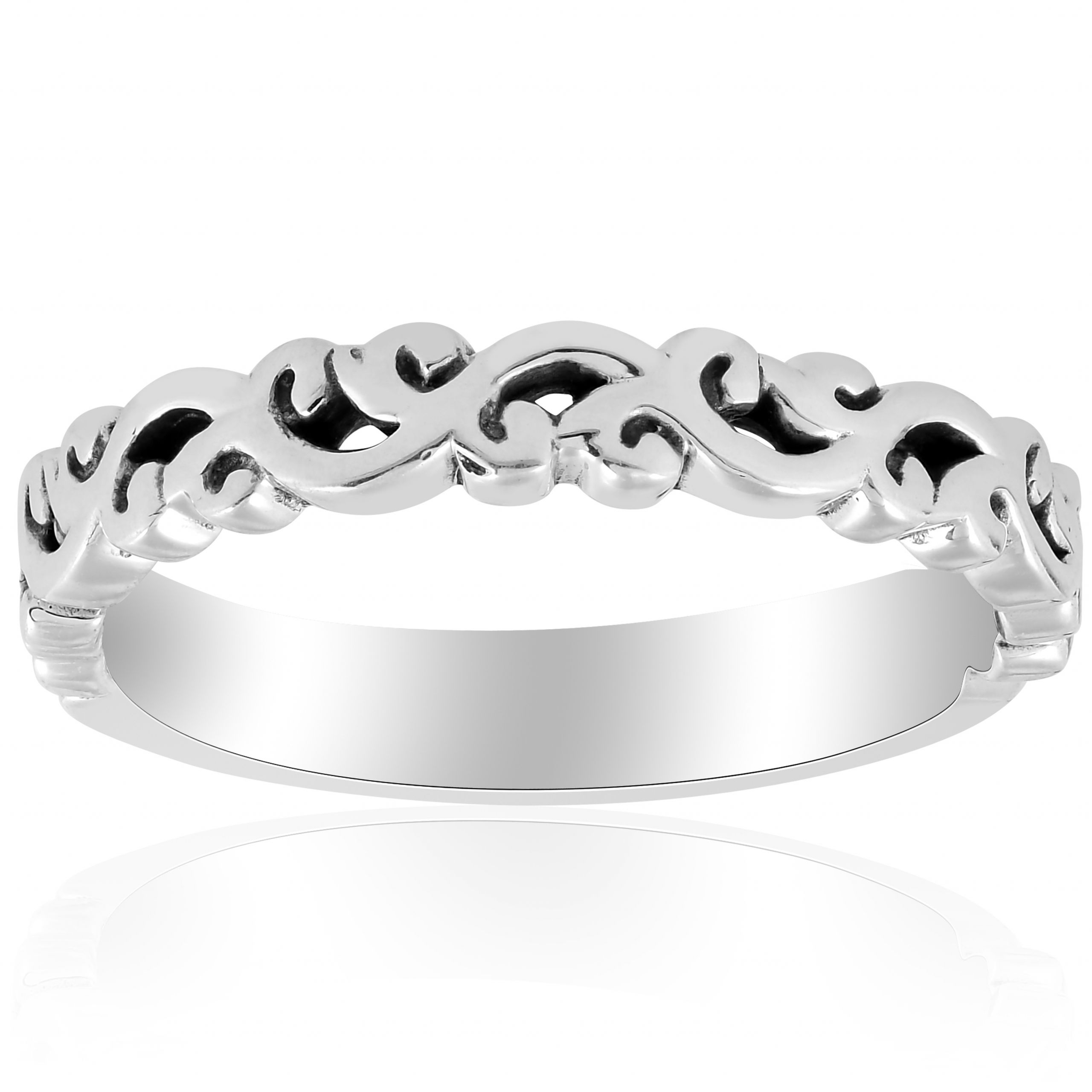 Filigree Wedding Rings
 14k White gold Hand Carved Womens Wedding Band Filigree