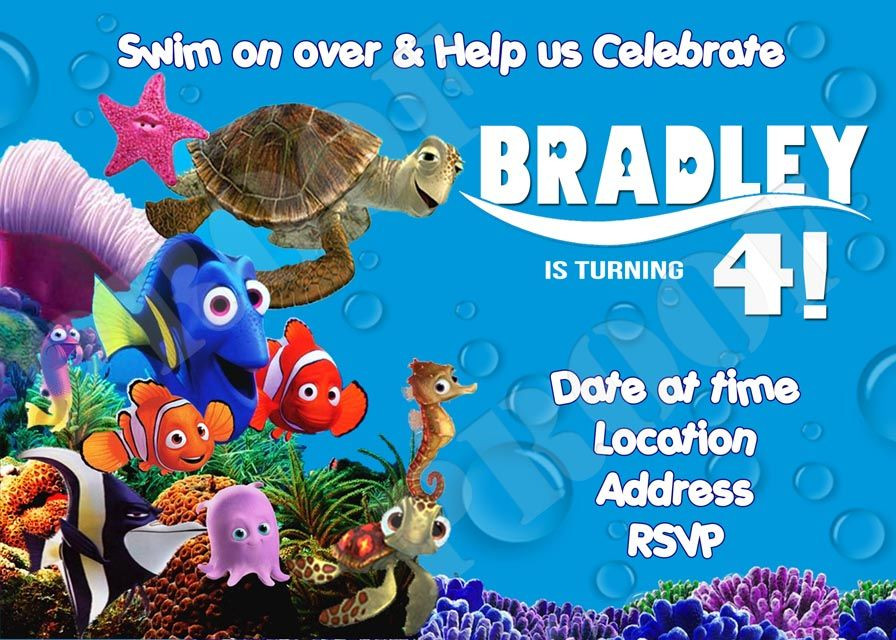 Finding Nemo Birthday Invitations
 DIY PRINTABLE Finding Nemo Invitations $12 00