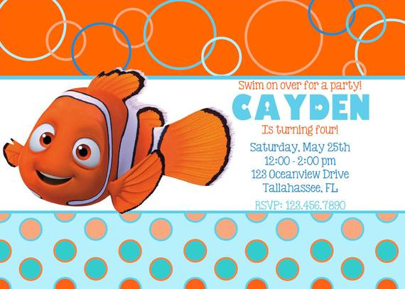 Finding Nemo Birthday Invitations
 Finding Nemo Inspired Printable Birthday by InviteMeToTheParty